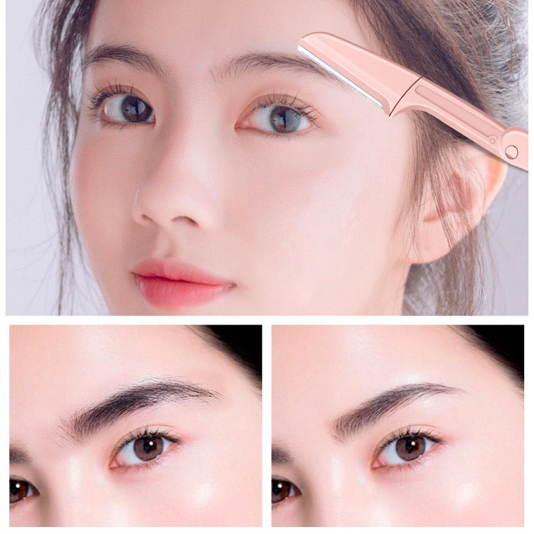 Bộ 3 dao tỉa lông mày Waterbeline chống trầy xước gập gọn được an toàn có hộp đi kèm