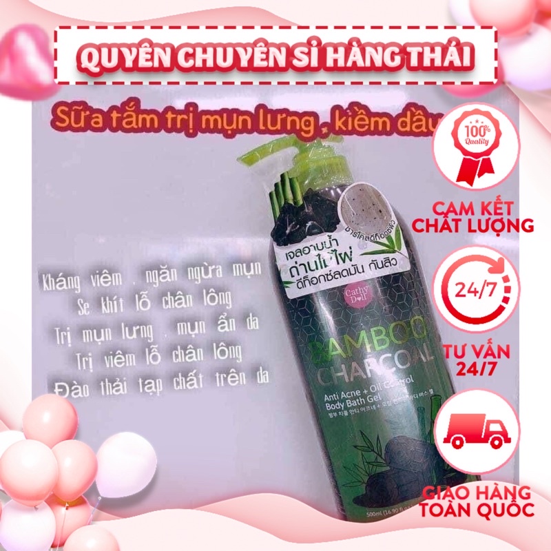 sữa tắm than tre tri mụn lưng thái lan