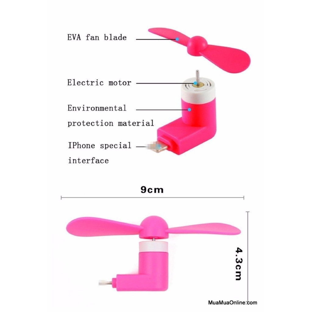Quạt 2 Cánh Mini Cắm Nguồn Cổng Lightning