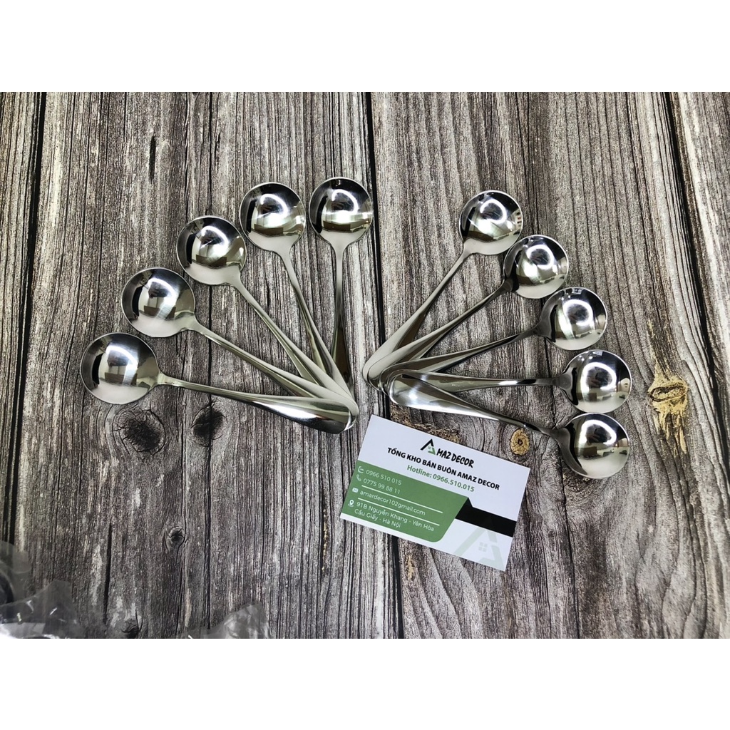 Muỗng thìa nĩa inox Hàn Quốc cán dài GN133515 sang bóng chanh sả giá siêu rẻ