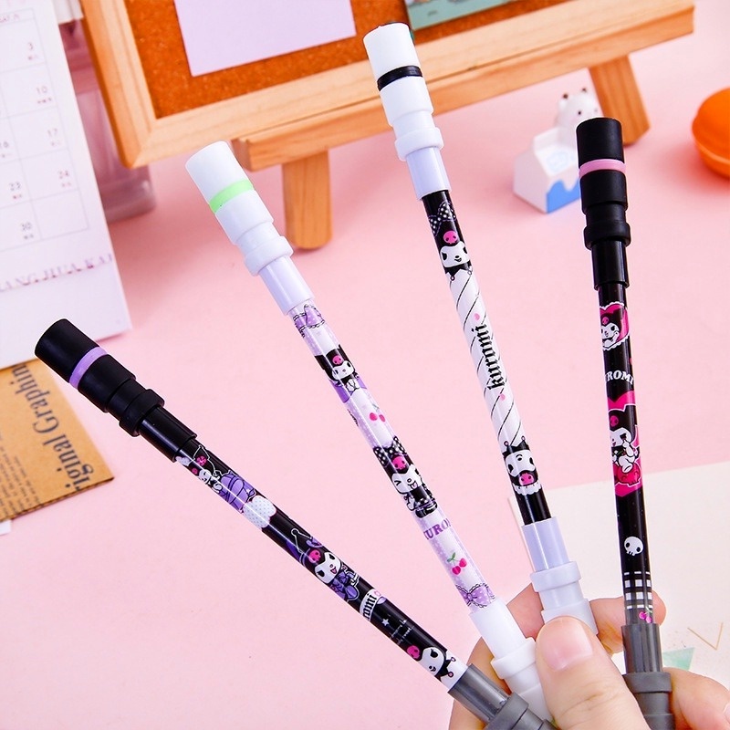 Bút Gel Xoay Có Đèn LED Phát Sáng Họa Tiết Hoạt Hình Vui Nhộn Cho Trẻ Em