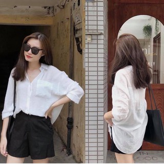 ÁO SƠ MI ĐŨI NỮ TRẮNG BASIC ULLAZZANG