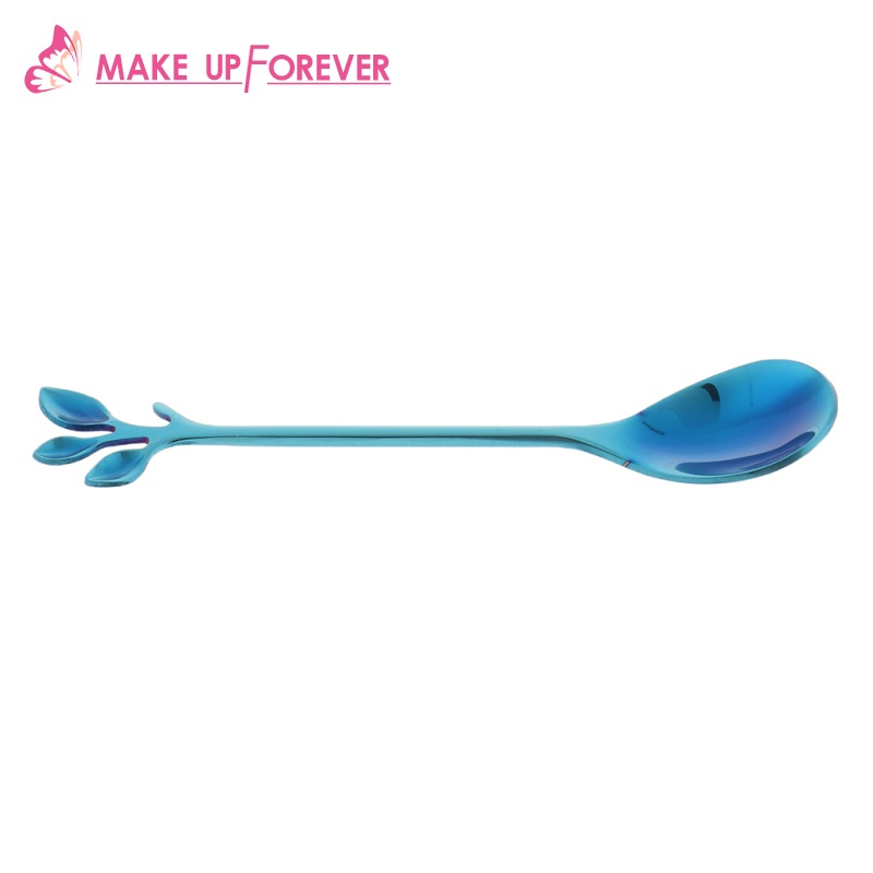 [Make_up Forever]Leaf Pattern Stainless Steel Tea Coffee Spoon Tableware Colorful