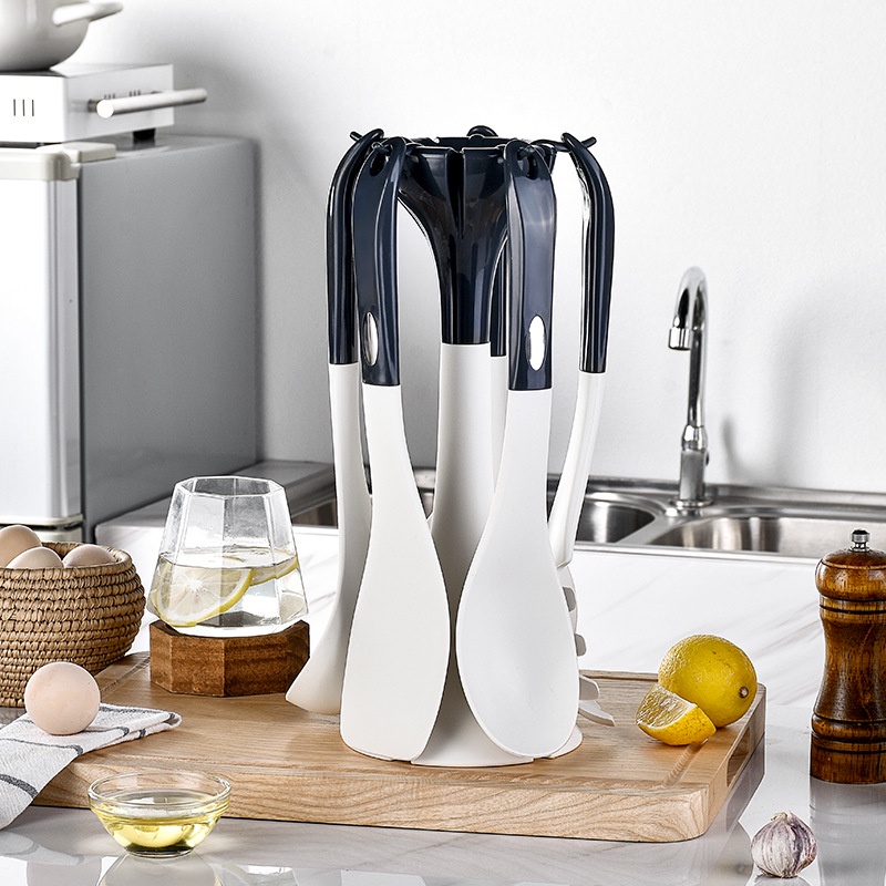 Bộ Dụng Cụ Nấu Ăn Bằng Silicone Cán Gỗ Không Dính Tiện Lợi