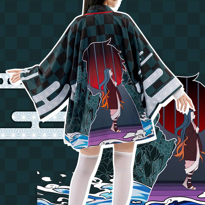 Áo Khoác Cardigan Dáng Rộng Hóa Trang Nhân Vật Shinobu Nezuko Kimetsu No Yaiba