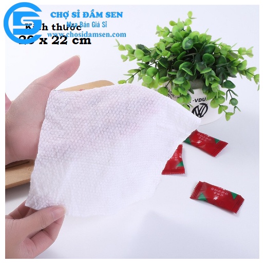 Túi 20 viên khăn giấy nén Hàn Quốc cao cấp hình viên kẹo dùng 1 lần tiện lợi khi đi du lịch G360-KGnenDo-20V
