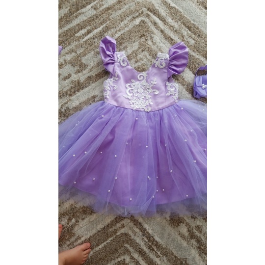 Đầm dự tiệc hở lưng phối lưới đính hoa xinh xắn hợp thời trang dành cho bé gái 1-5 tuổi