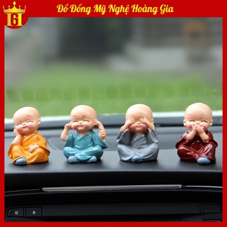 Tượng 4 Chú Tiểu Tứ Không Trang Trí Bàn Làm Việc/ Xe Ô Tô