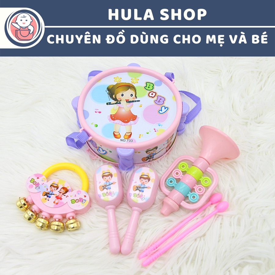 Bộ đồ chơi Xúc xắc, lục lạc, kèn, trống Toyshouse dành cho bé từ sơ sinh TH1220-733A màu hồng