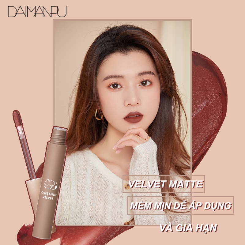Son môi dạng lỏng DAIMANPU chống thấm nước lâu trôi với vỏ hình viên kẹo socola độc đáo cao cấp