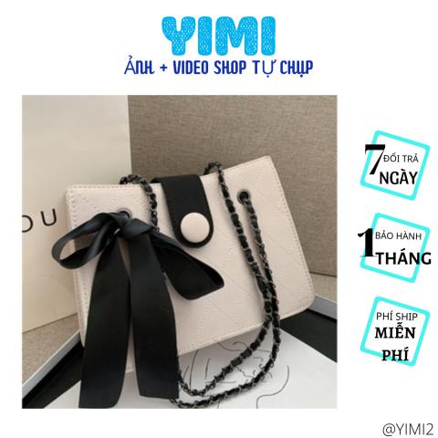 Túi Xách Nữ Đeo Chéo, Túi Nữ Đeo Vai Nắp Tròn Dây Xích Phối Nơ Thời Trang Sang Trọng, Sang Xịn Mịn Dành Cho Phái Đẹp