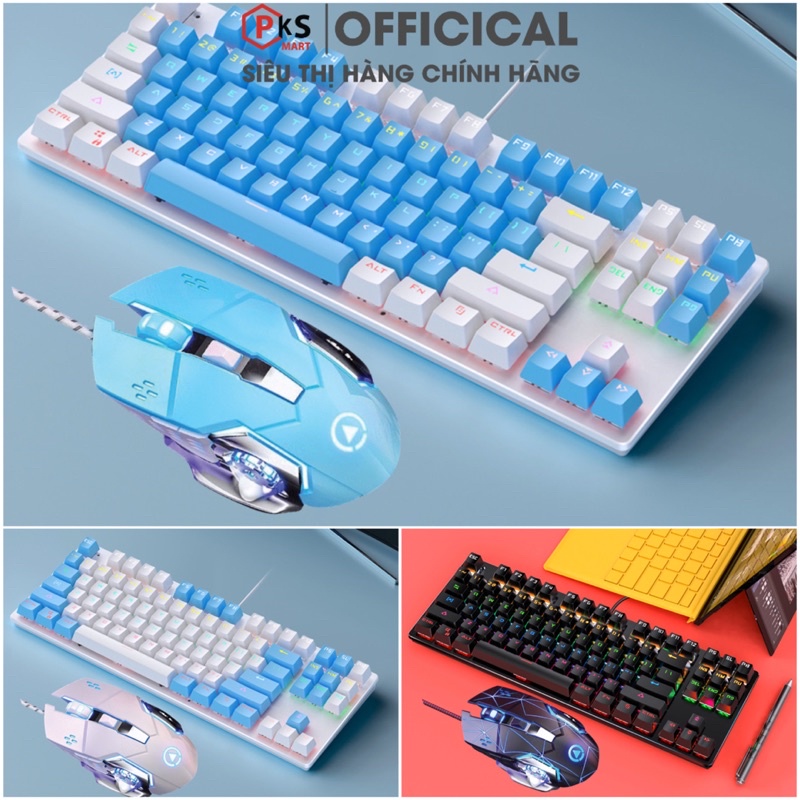 Bàn Phím Cơ Gaming 87 Nút YINOIAO K400 PRO Và Chuột G15 Có Dây LED RGB Nhiều Chế Độ Dùng Cho Máy Tính Laptop Chơi Game
