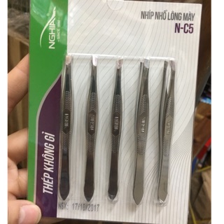 1 vĩ 5 cây nhíp nhổ lông mày NGHĨA (thép không gỉ)
