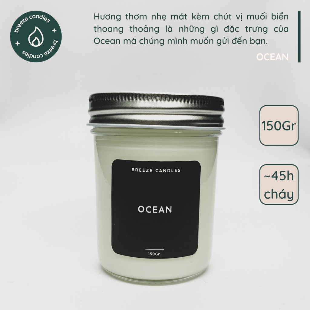 [TẶNG HŨ 129K] Nến thơm hương của biển - OCEAN - 100gr/150gr (~45 giờ đốt)