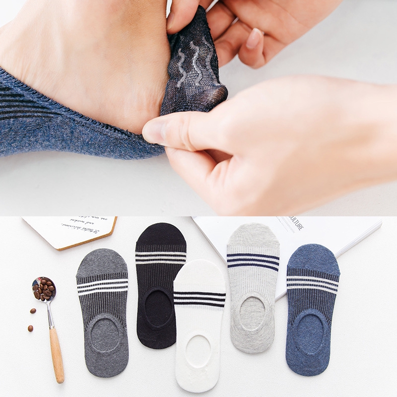 Vớ Cotton Mỏng Cổ Thấp Thoáng Khí Thoải Mái Chống Trượt Màu Trơn Họa Tiết Kẻ Sọc Thời Trang Mùa Xuân Mới Cho Nam