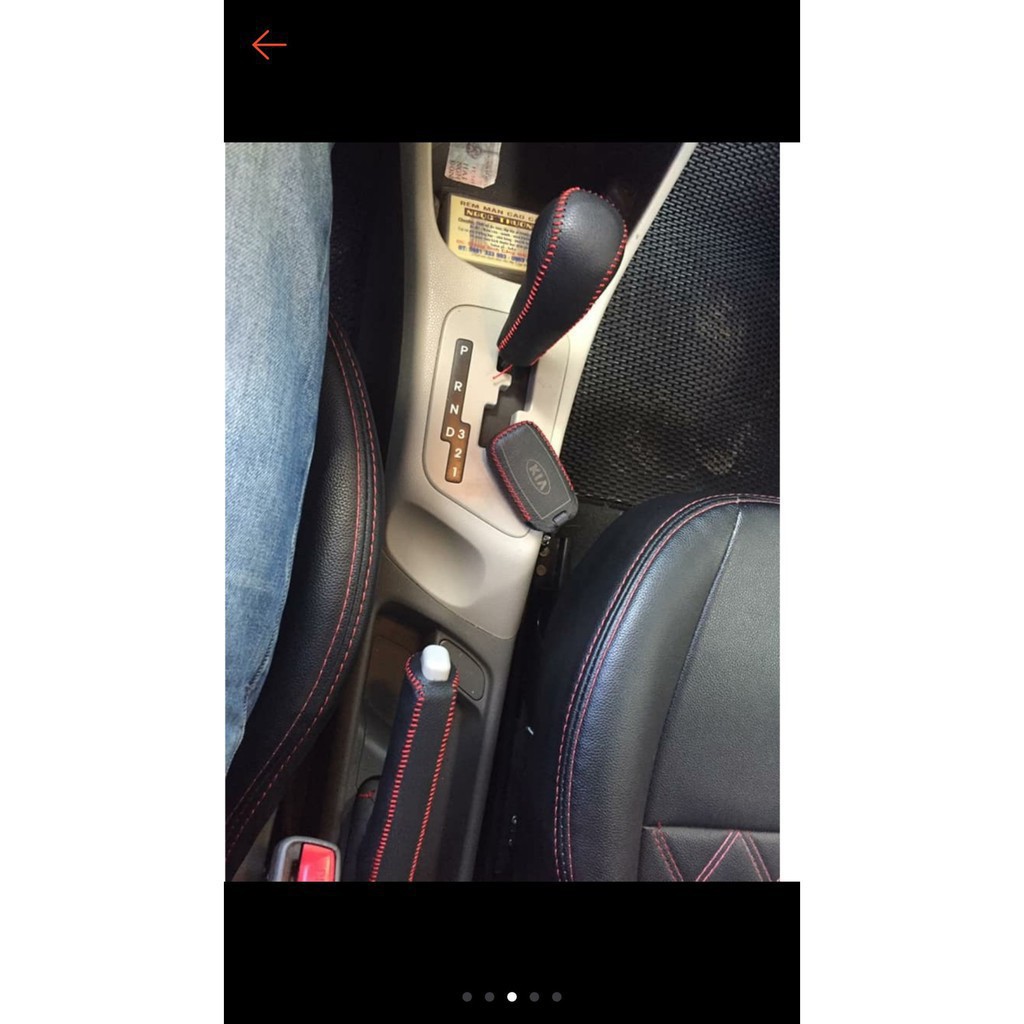 Bao da bọc cần số tay phanh da thật xe Kia Morning