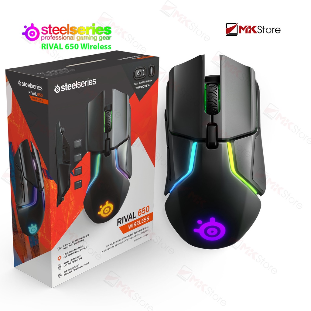 [Mã 33ELSALE hoàn 7% đơn 300K] Chuột gaming Steelseries Rival 650 Wireless The First True Performance Wireless Mouse