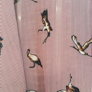 Vải voan kẻ dọc con cò