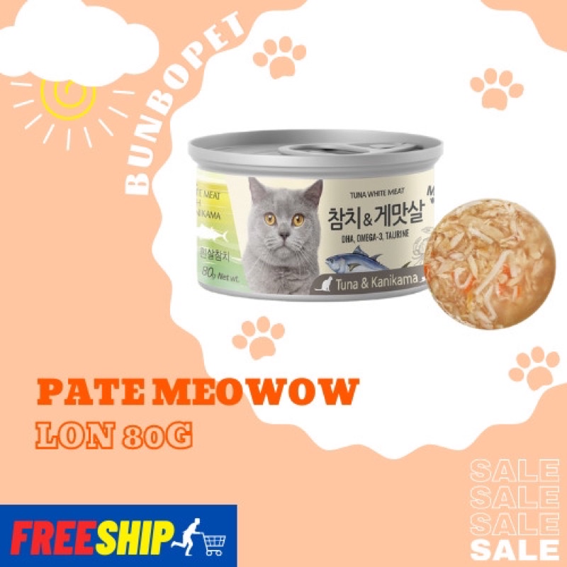 Pate MEOWOW Cá Ngừ Trắng Nguyên Miếng - Lon 80g dành cho mèo