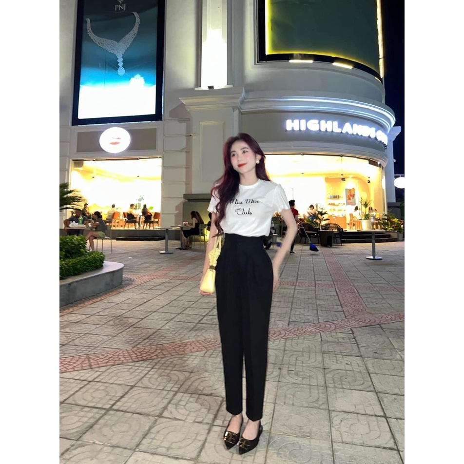 Quần baggy nữ cạp cao 2 khuy bọc dáng dài quần tây công sở chuẩn form tôn dáng