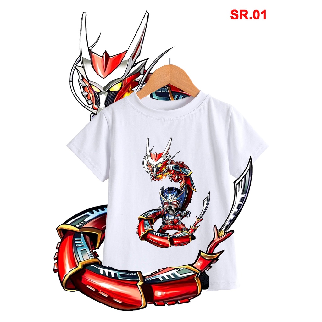 áo thun bé trai in hình siêu nhân khủng long cotton co giản thoải mái