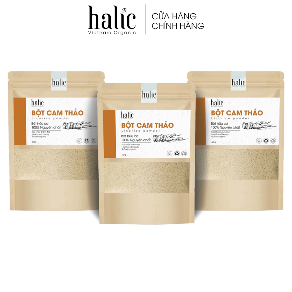 Bột Cam Thảo nguyên chất Halic Organic 40G đắp mặt nạ trắng da, dưỡng ẩm, làm chậm quá trình lão hóa của da