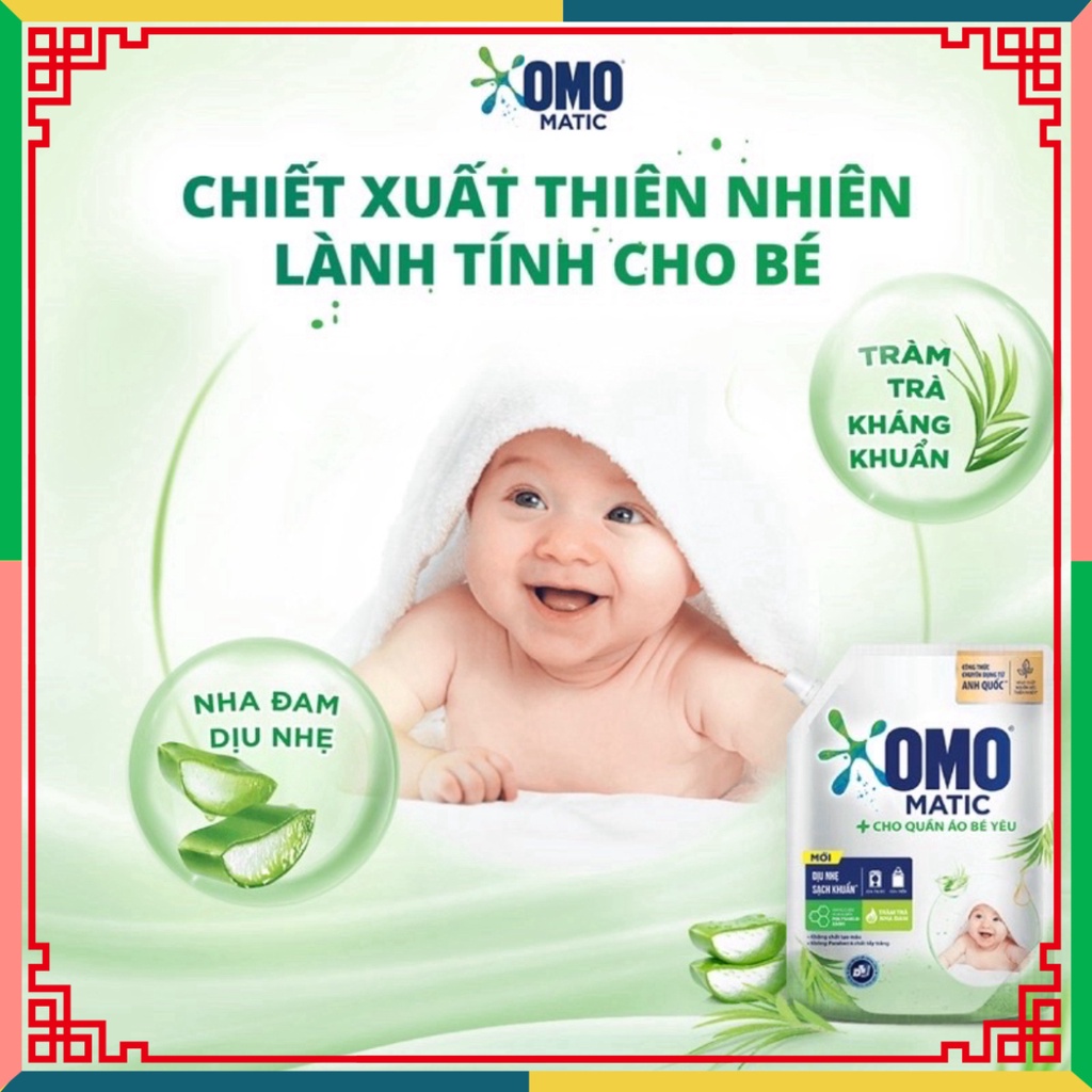 NƯỚC GIẶT OMO MATIC TRÀM TRÀ NHA ĐAM 3,4 KG CHO áo quần BÉ YÊU