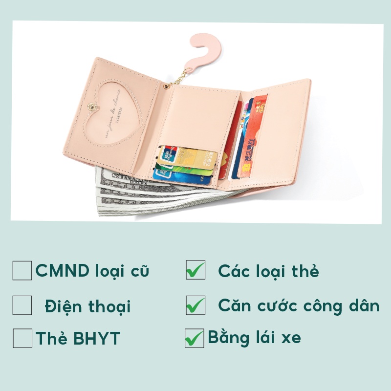 Ví nữ ngắn mini cầm tay chính hãng TAILIAN dễ thương nhỏ gọn nhiều ngăn đựng tiền da cao cấp cực đẹp giá rẻ TM12