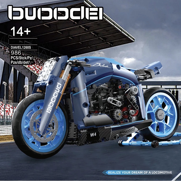 (Có Sẵn ) đồ chơi Lắp ráp Technic 10217 Blue Bugattied Motorcycle Xe máy Bugatti màu xanh bản mới nhất
