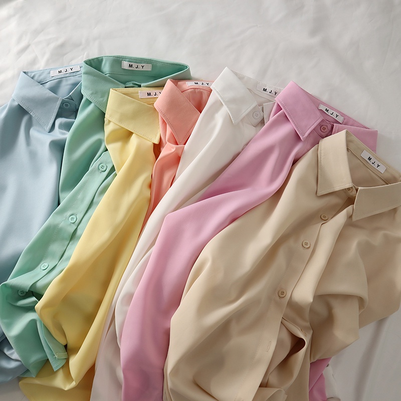 Áo Sơ Mi Nữ Basic Nhiều Sắc Màu Dài Tay From Rộng Phong Cách Hàn Quốc Thời Trang Sugal SO MI NU 007V2
