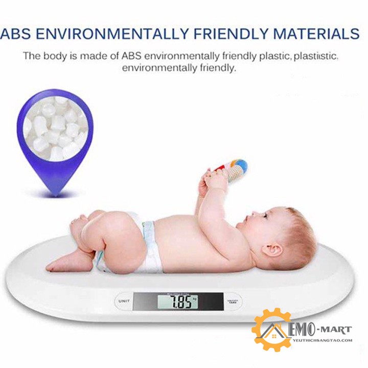 Cân điện tử cho bé sơ sinh BABY SCALE ⚡️𝗕𝗛 𝟭𝟮 𝗧𝗛𝗔́𝗡𝗚⚡️ Tải trọng tối đa 20kg - Độ chính xác 10g - Nhựa ABS an toàn