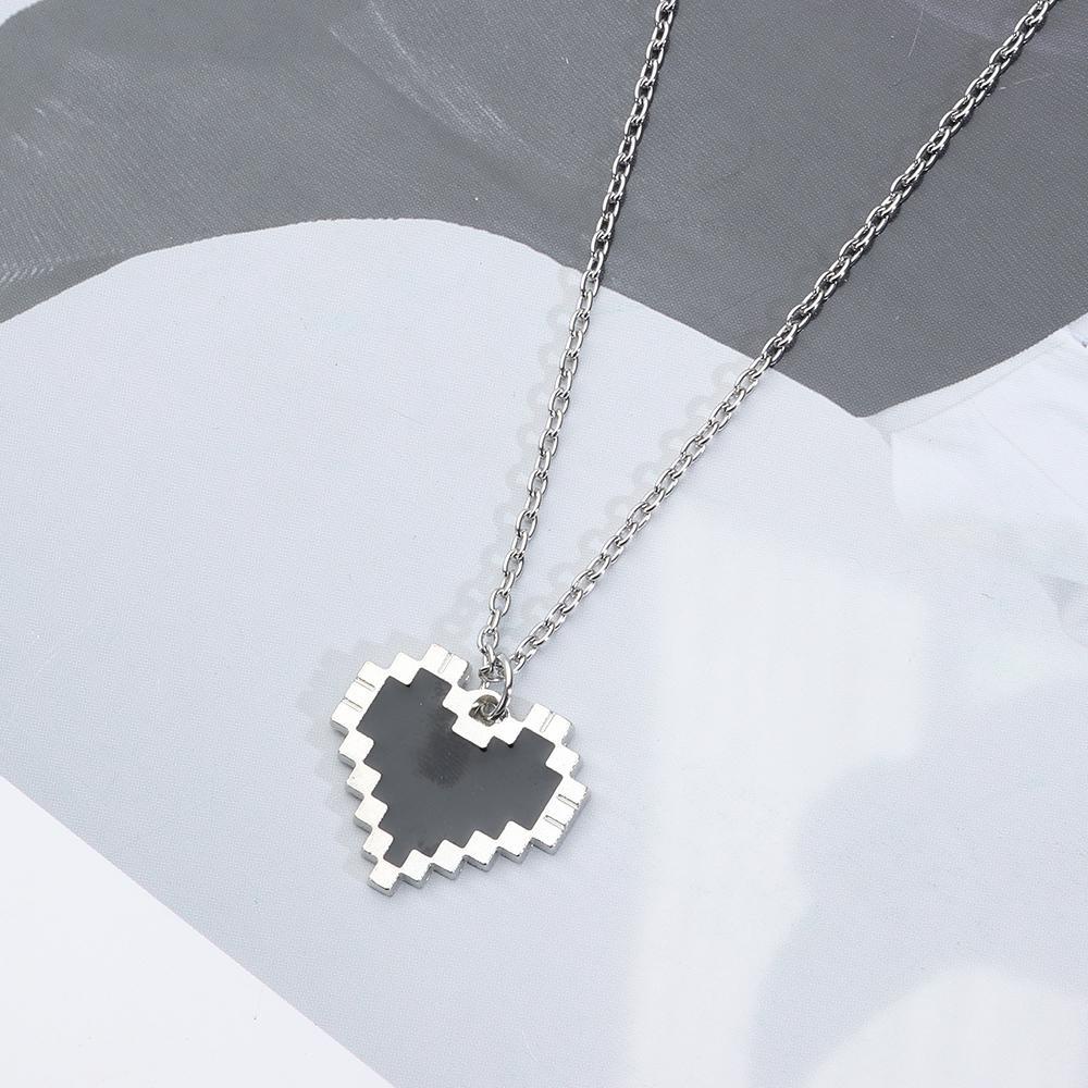Vòng cổ Hai Lớp Màu Đen Trang Trí Hình Trái Tim Phong Cách Mosaic Thời Trang Cho Nam Và Nữ