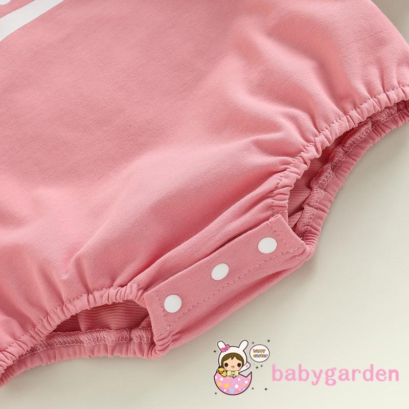 Áo Liền Quần Dài Tay In Chữ Cho Bé Gái 0-18 Tháng Tuổi