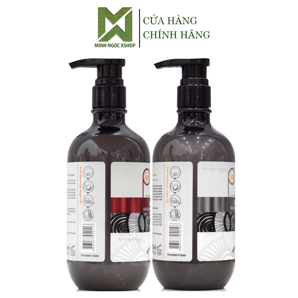 Dầu gội xả phục hồi trẻ hóa tóc Abania Pure Argan 500ml siêu mềm mượt chuẩn salon