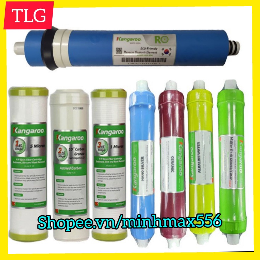 COMBO 5 LÕI LỌC KANGAROO SỐ 4-5-6-7-8 | GỒM ROKANG-NANO-CERAMIC-ALKALINE-MAIFAN