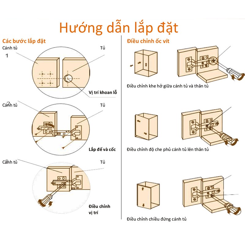 Bản lề bếp: Bản lề INOX 304 giảm chấn tháo lắp nhanh