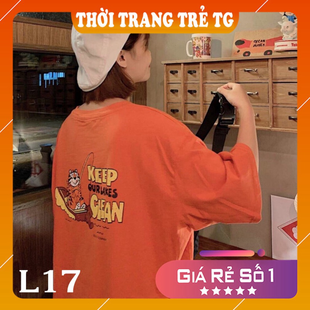 Áo thun 💕𝑭𝒓𝒆𝒆𝒔𝒉𝒊𝒑💕 Áo nữ tay lỡ freesize form rộng dáng Unisex L17, mặc lớp, nhóm, cặp in hình CON HỔ chữ KEEP