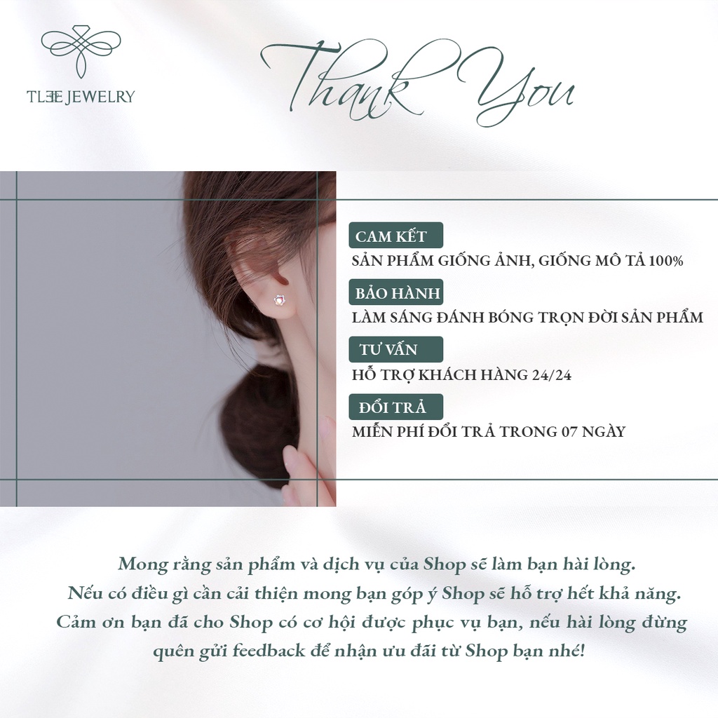 Khuyên tai bạc nữ TLEE tròn Moonstore chốt vặn sang trọng NCJ B0125