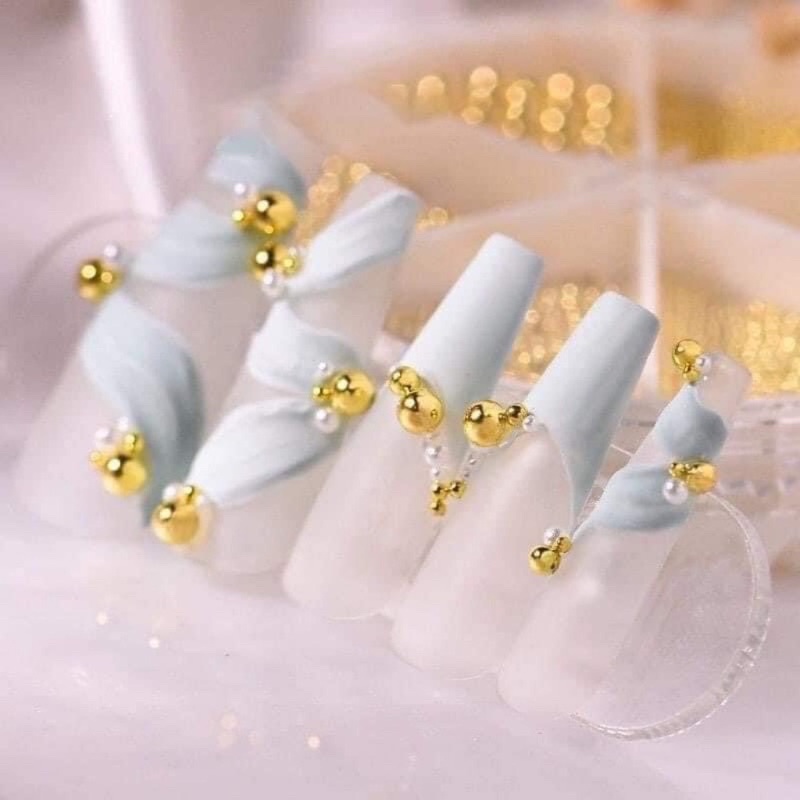 Bi nail trang trí móng vàng bạc mix size 6 ô- Cheap Nail