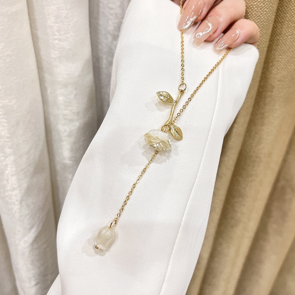 Vòng cổ Hợp Kim Mặt Hình Hoa Hồng Thời Trang Cho Nữ