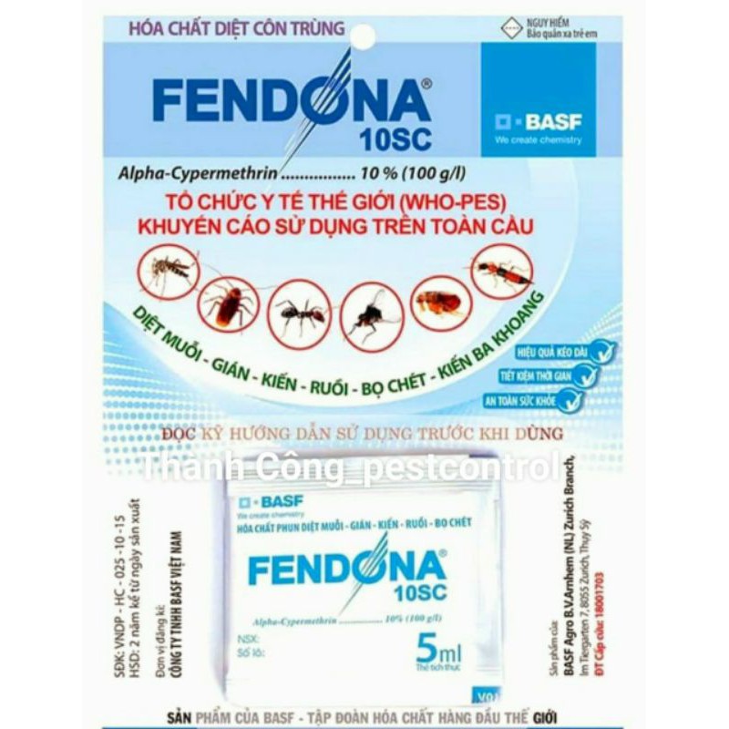 Combo 5 gói Fendon10SC 5ml diệt côn trùng ruồi,muỗi, kiến, gián