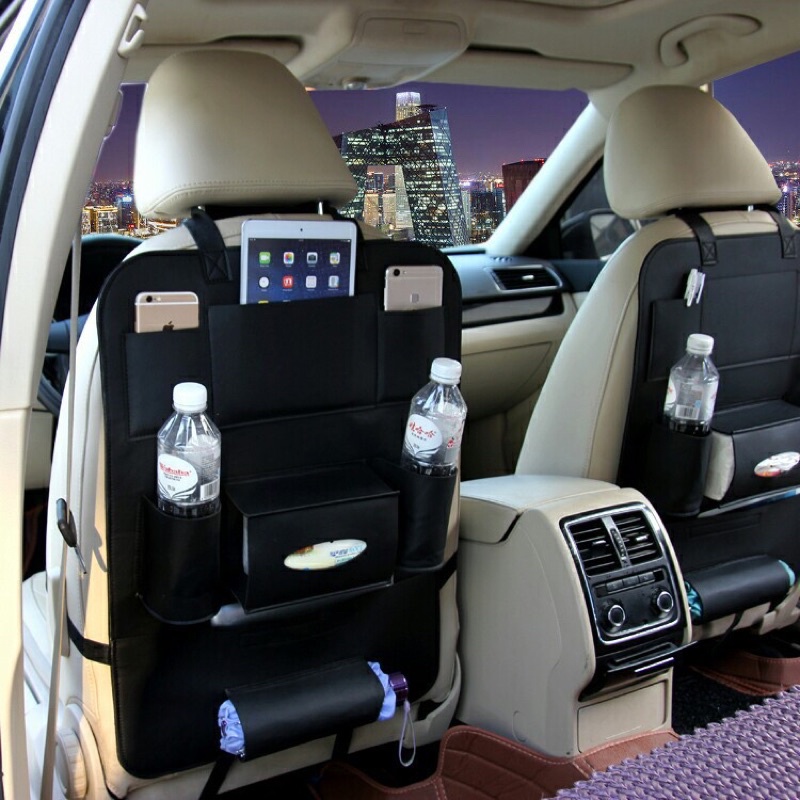 Túi da để đồ trên xe ô tô treo sau ghế đa năng tiện dụng độ bền cao