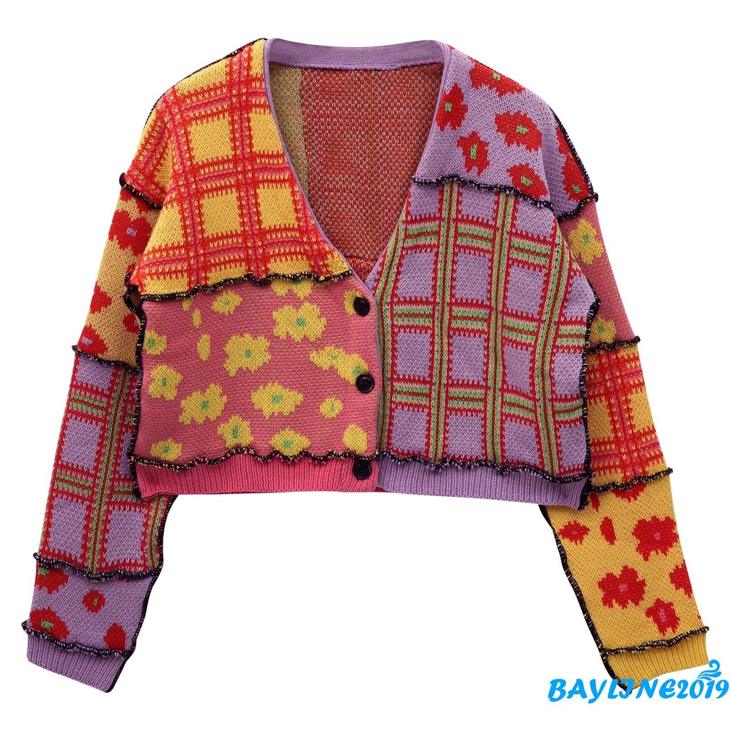 Áo Khoác Len Cardigan Tay Dài Họa Tiết Hoa Thời Trang Cho Nữ