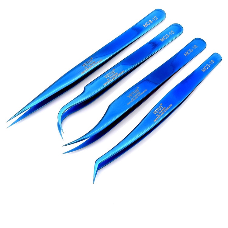 Nhíp Nối Mi pinzas 100% vetus mcs Màu Xanh Dương Cao Cấp