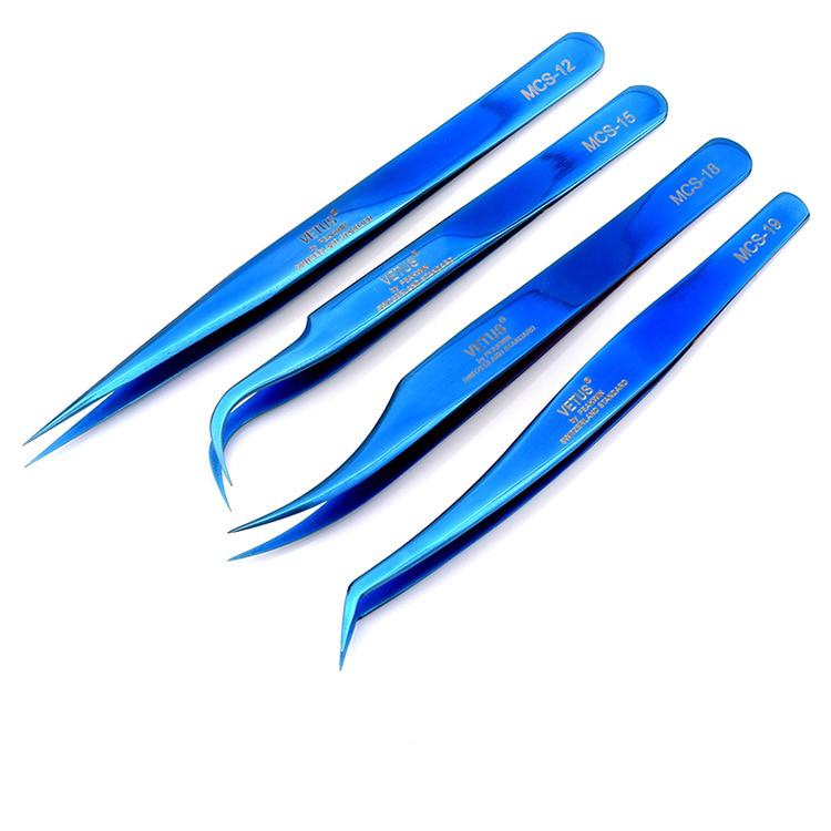 100% Vetus MCS Series Màu xanh Giấc Mơ Nhíp Trang Điểm Làm Đẹp Cao Cấp Cho Lông Mi Nối Dài Pinzas Siêu Chính Xác