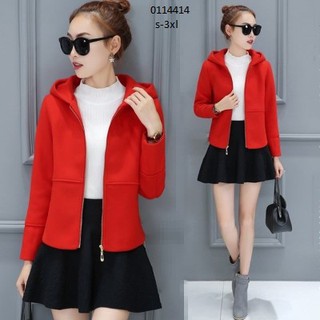 [ hàng order] áo khoác dạ nữ liền mũa khóa sườn