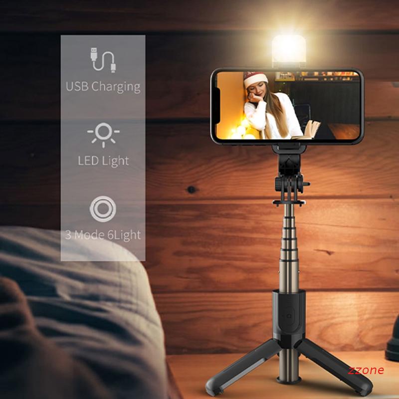 Giá đỡ ba chân kèm đèn LED dùng chụp ảnh cho Monopod

