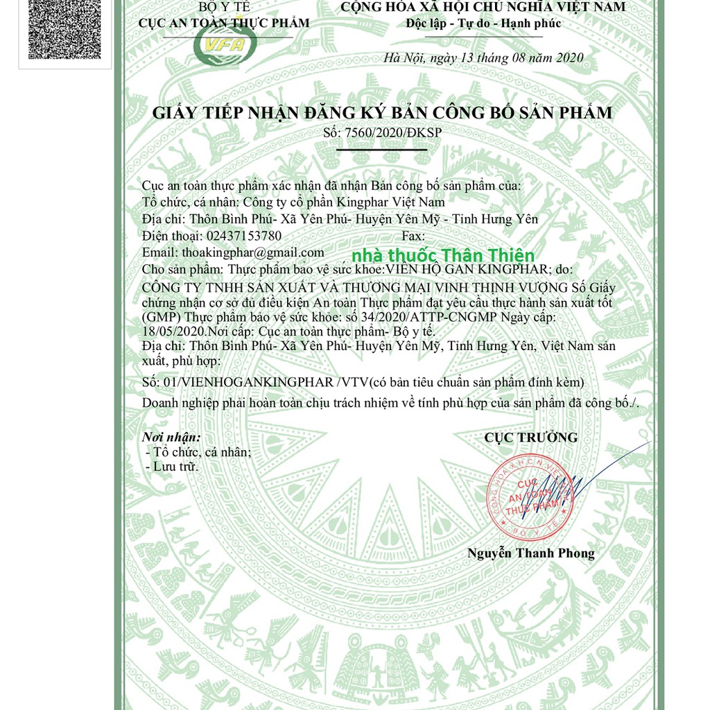 Viên Hộ Gan Kingphar - Hỗ trợ tăng cường chức năng gan, tăng cường chức năng giải độc gan (Hộp 60v)