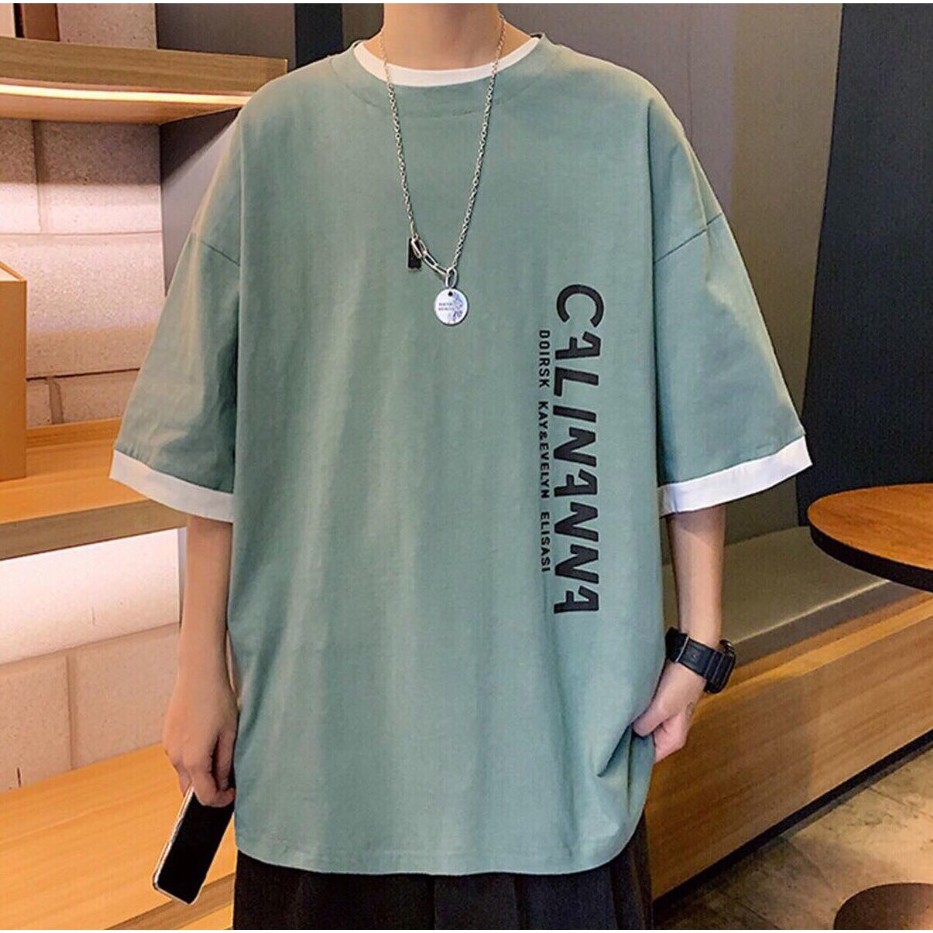 Áo phông nam nữ form rộng 2N Unisex thun cotton in chữ Cali màu đen/xanh | BigBuy360 - bigbuy360.vn