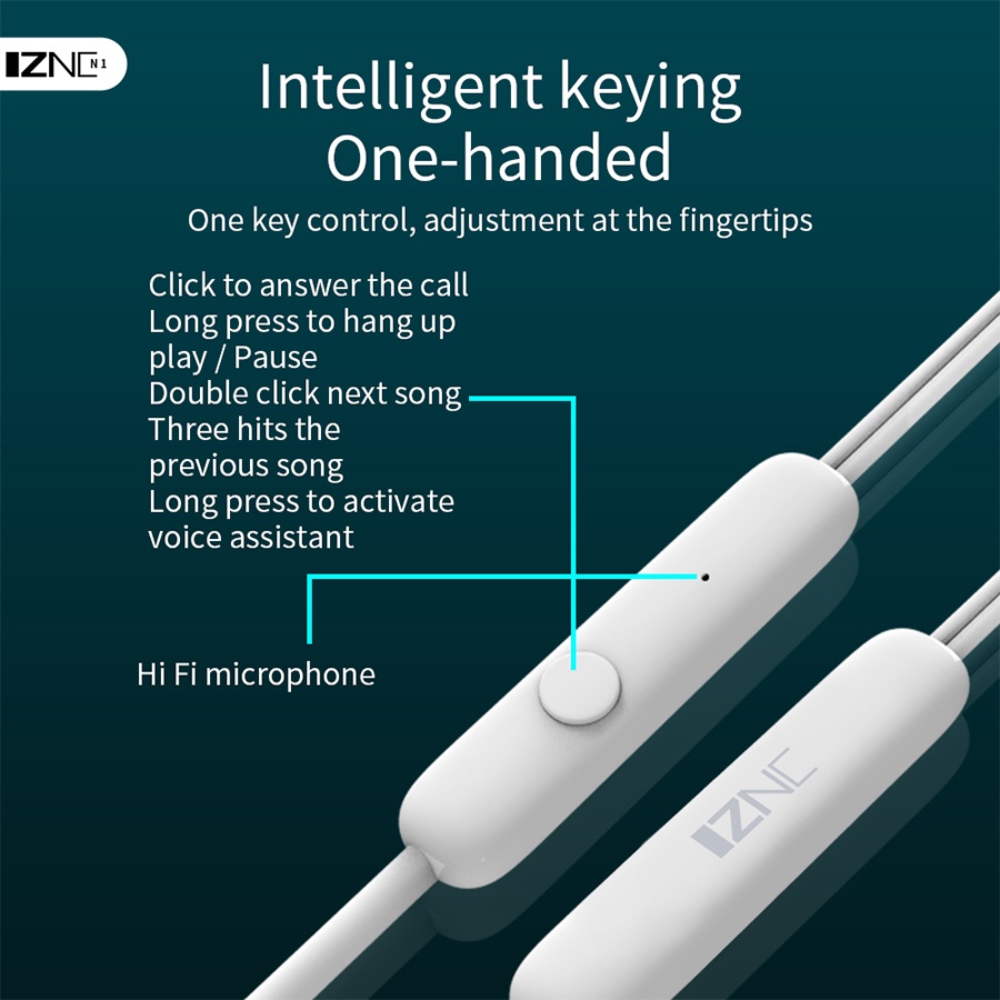 Tai nghe có dây IZNC N1 jack 3.5 tương thích nhiều dòng máy dài 120cm bảo hành 12 tháng
